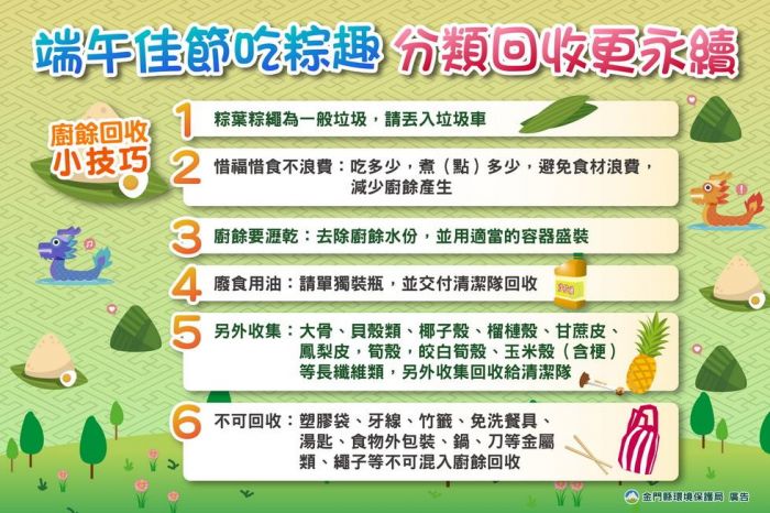 端午佳節吃粽趣 金門縣環保局宣導分類回收