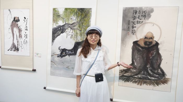 陳麗桂水墨首展在彰化市立圖書館展出 達摩、動物躍然紙上