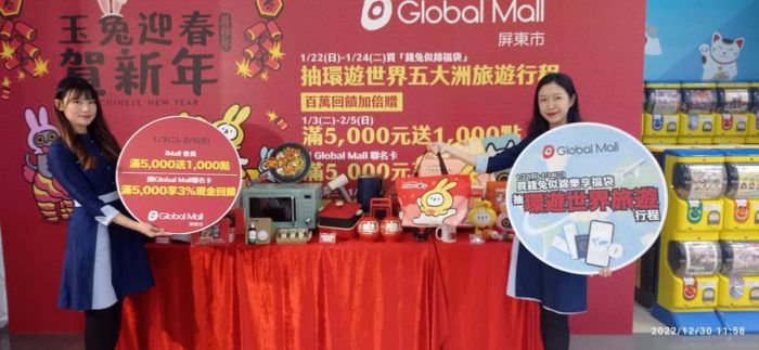 Global Mall屏東市春節檔期1/3登場 祭三大好康一起環遊世界
