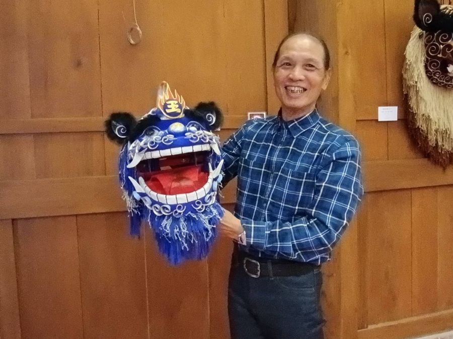 鹿港花獅顛覆傳統獅頭臉部造型及用色 達人施順榮創作展開幕