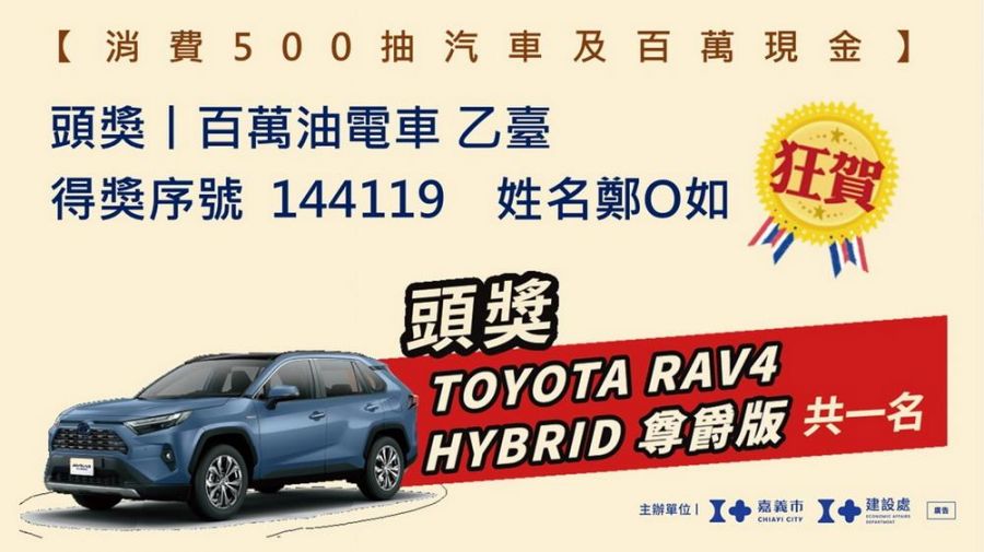 2024嘉市購物節 百萬油電車得主出爐  累計消費總金額8.3億再創新高