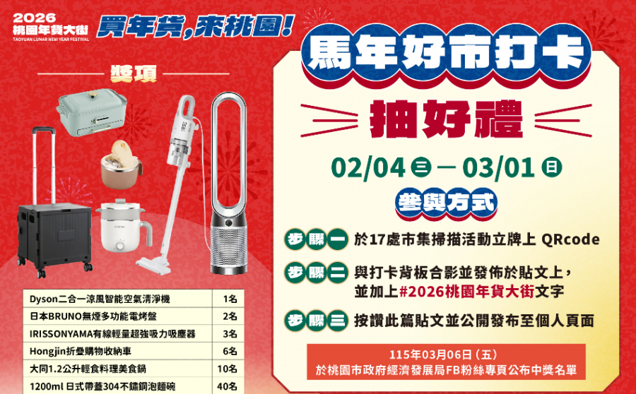 春節逛市場抽好禮！桃園公有市場營業資訊一次掌握